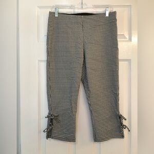 Wild Fable Black and White Gingham Capri with Ties at Hem